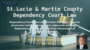 Photo of family law book, gavel with paper cut outs of family members with wording about a Dependency Court Lawyer