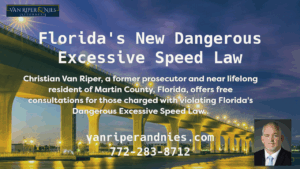 Photograph of bridge in Stuart FL with wording from lawyer about Florida dangerous excessive speed law