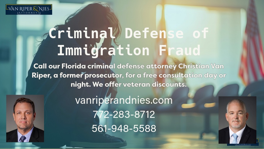 Woman in immigration court with words regarding defense of immigration fraud in Florida